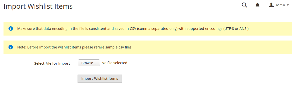 Import_Wishlist_Items Page