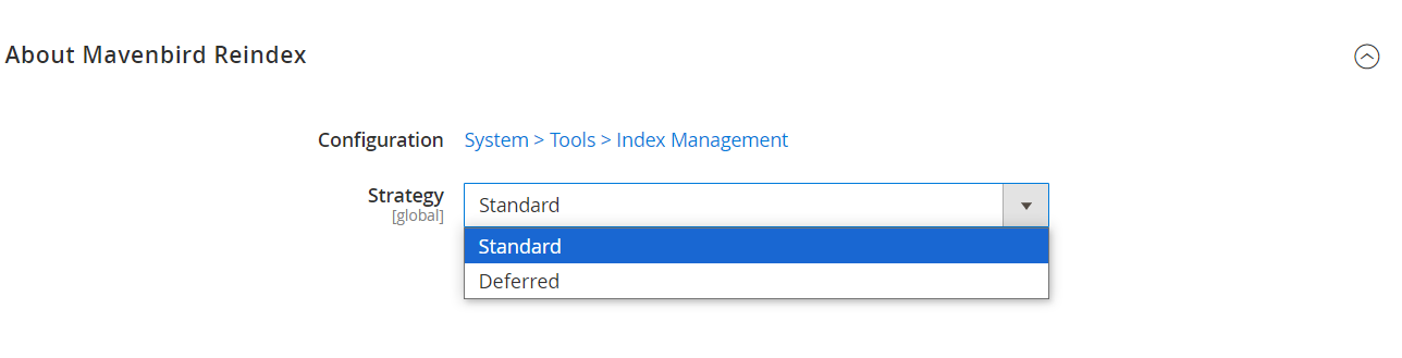 reindex configuration page