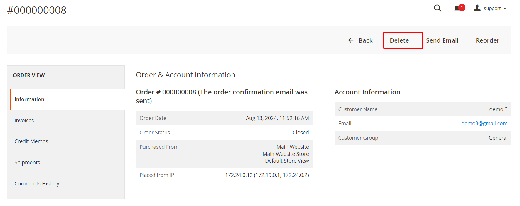 sales order view page
